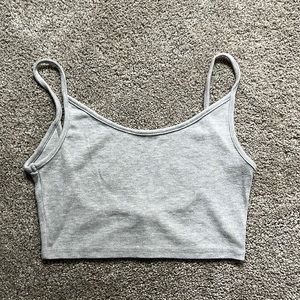 Joah brown grey strappy crop tank